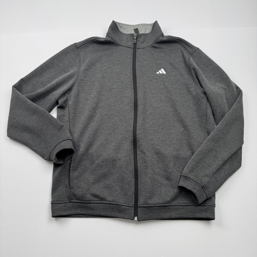 Adidas Jacket Mens Medium Gray Full Zip Athletic Track Lightweight Logo Pockets